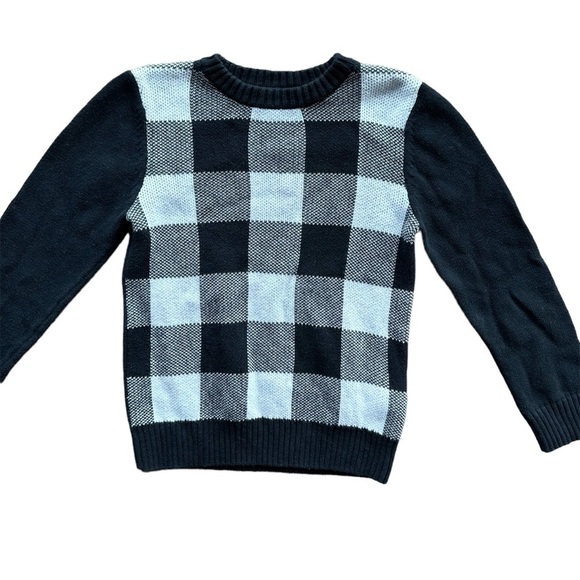 Joe Fresh Boys Buffalo Plaid Black/White Sweater Size 7/8 - Picture 1 of 6
